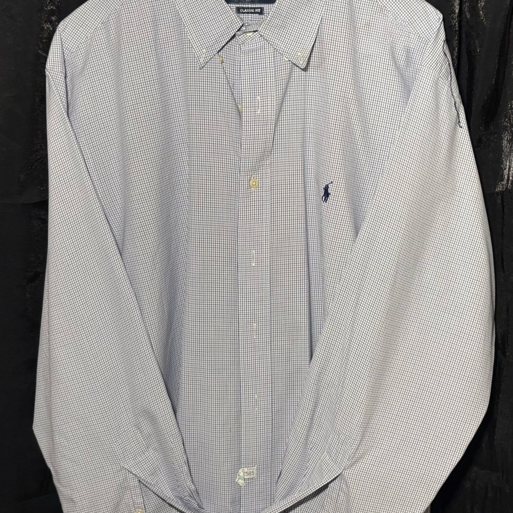 2/$20  Ralph Lauren Blue Dress Shirt Classic Gingham - Picture 5 of 10
